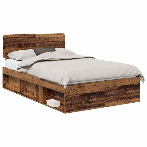 vidaXL Rám postele Staré dřevo 120 x 190 cm Masivní borové dřevo