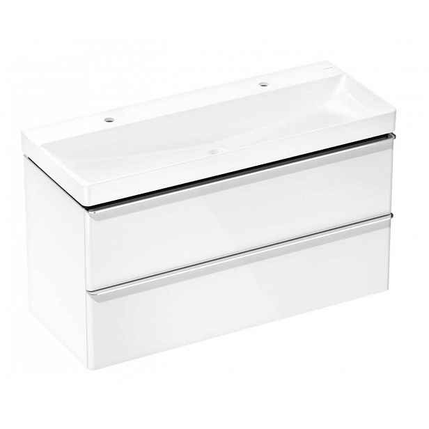 Hansgrohe Xelu Q - Skříňka s dvojumyvadlem, 63x118x50 cm, 2 zásuvky, lesklá bílá/chrom 54386000