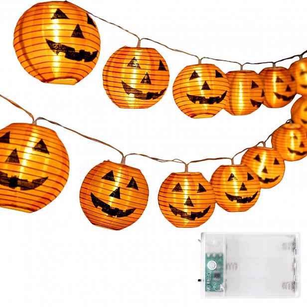 Lampičky Halloween 6 M 20 Led Dýně Oranžové Na Baterie Voděodolné