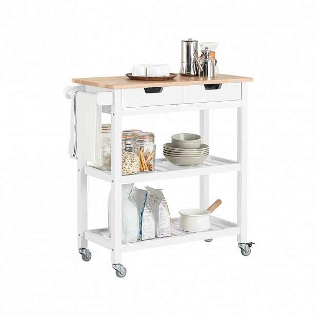 SoBuy KUCHYŇSKÝ OSTRŮVEK se 2 zásuvkami Bílá 84x39x89cm Nordický