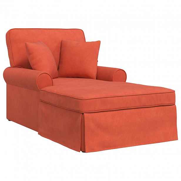 vidaXL Lounge chaise s volánem 3 ks Červená oranžová Žebrovaná látka