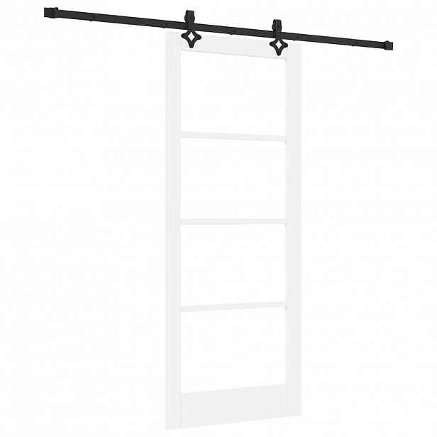 vidaXL Posuvné dveře Bílá 83 x 202 cm Masivní borové dřevo a sklo