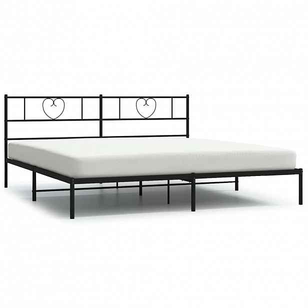 vidaXL Kovový rám postele s čelem černý 183 x 213 cm