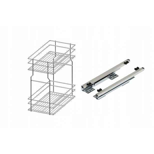 Cargo koš do spodní skříňky 40 cm 400 Chrom 2p s tlumením dovírání Rejs pod závěs
