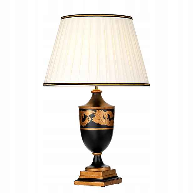 Dřevěná stolní lampa černá zlatá E27 60W Narbonne Designer's Lightbox