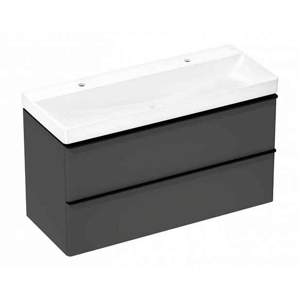 Hansgrohe Xelu Q - Skříňka s dvojumyvadlem, 63x118x50 cm, 2 zásuvky, matná bílá/strukturovaný bronz 54387670