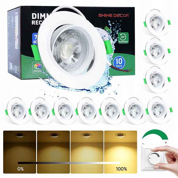 Led stropní bodové svítidlo teplá bílá 3000 K, 7 W, sada 10 ks