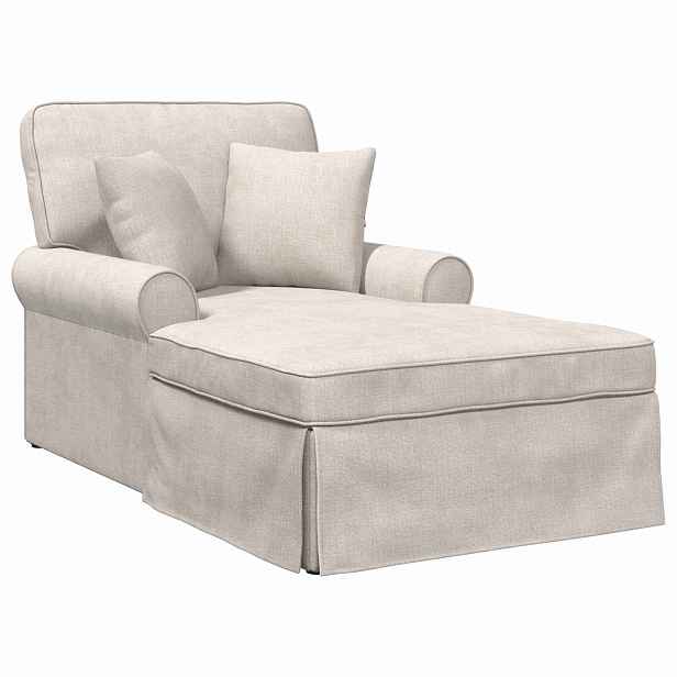 vidaXL Lounge chaise s volánem Krémová 157 x 91 x 91 cm ARES