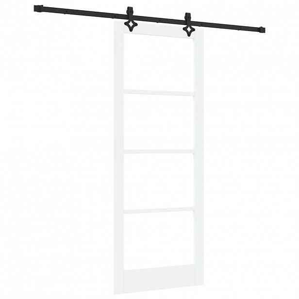vidaXL Posuvné dveře Bílá 83 x 211 cm Masivní borové dřevo a sklo