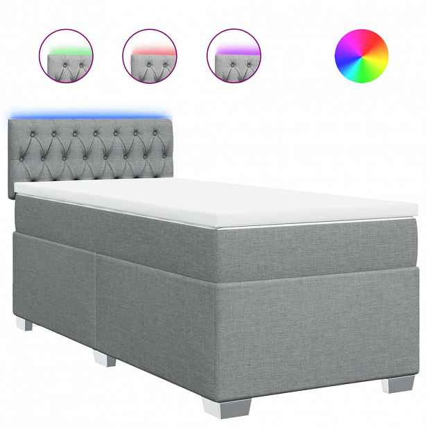 vidaXL Box spring postel s matrací světle šedá 90x190 cm textil
