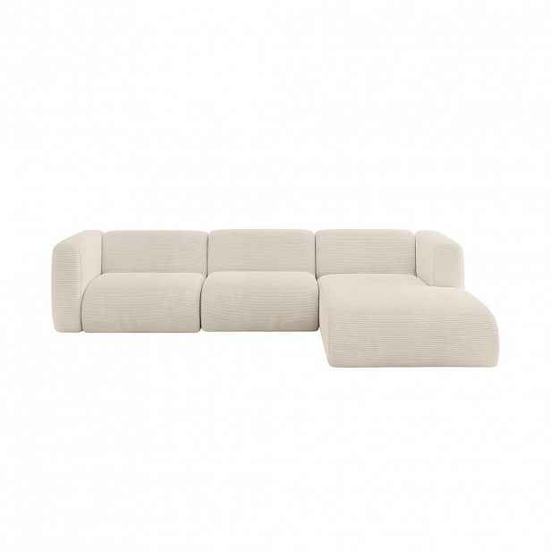 ALTDECOR ROHOVÁ SEDAČKA S PRAVOU OTOMANOU MIRA-L2 318x179x89 Béžová Manšestr