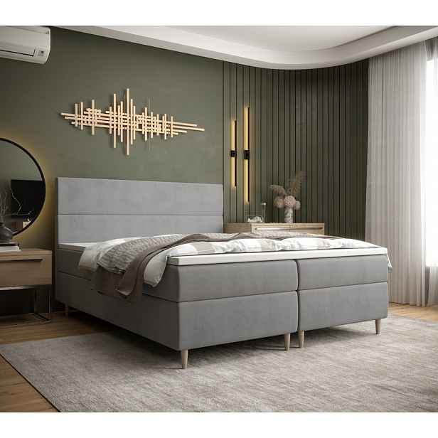 Boxspringová postel ANGELES - 200x200, světle šedá