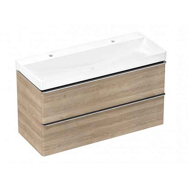 Hansgrohe Xelu Q - Skříňka s dvojumyvadlem, 63x118x50 cm, 2 zásuvky, přírodní dub/chrom 54388000