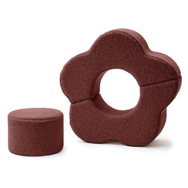 Hnědé pěnové hřiště 3 ks z materiálu bouclé výška 27 cm 88x90 cm – Meowbaby