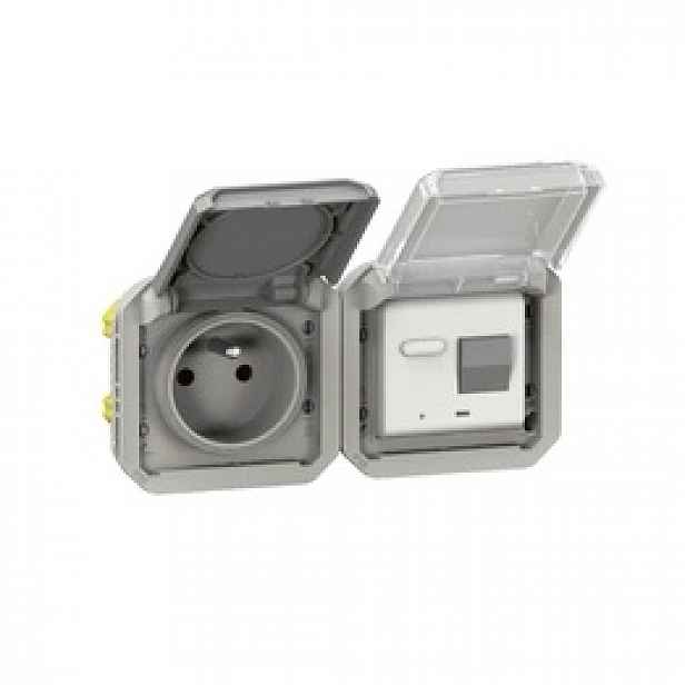 Nové Plexo zásuvka 2P Z Rcbo, mechanismus 16 A-250 V~ šedá Legrand 069567L