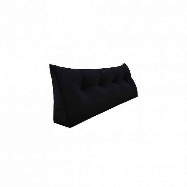 Velurová Polštář Klin pod záda pro čtení v posteli Černá 120x50 cm