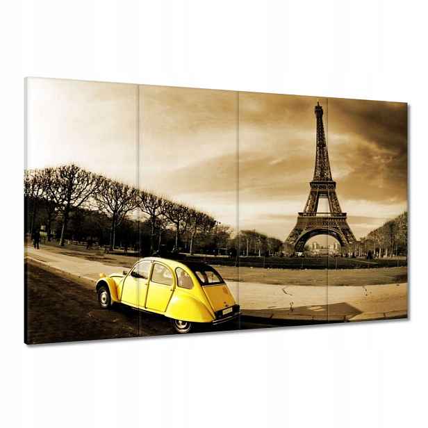 Obrazy 120x80 Žluté auto a věž