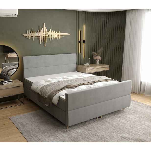 Boxspringová postel ANGELES PLUS - 200x200, světle šedá