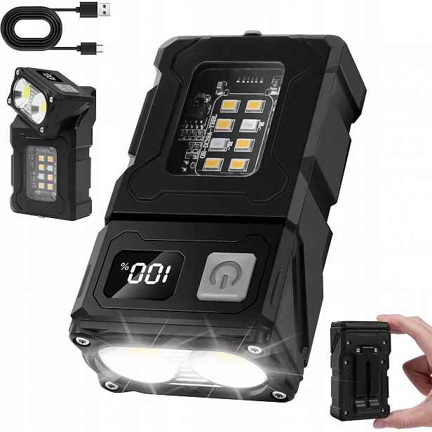 Led Mini Usb C Cob Svítilna 300 LM Magnet Klip Nabíjecí Edc