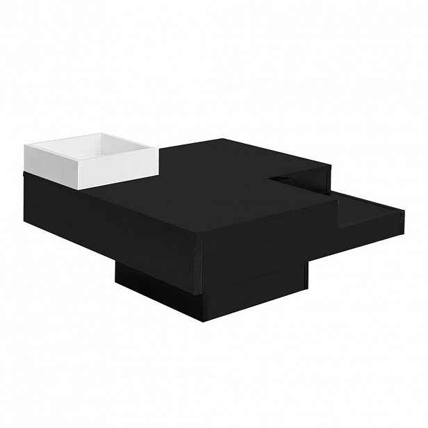 OKWISH KONFERENČNÍ stolek 72/72/30 cm černá a bílá z dřevotřísky s LED osvětlením a úložným boxem