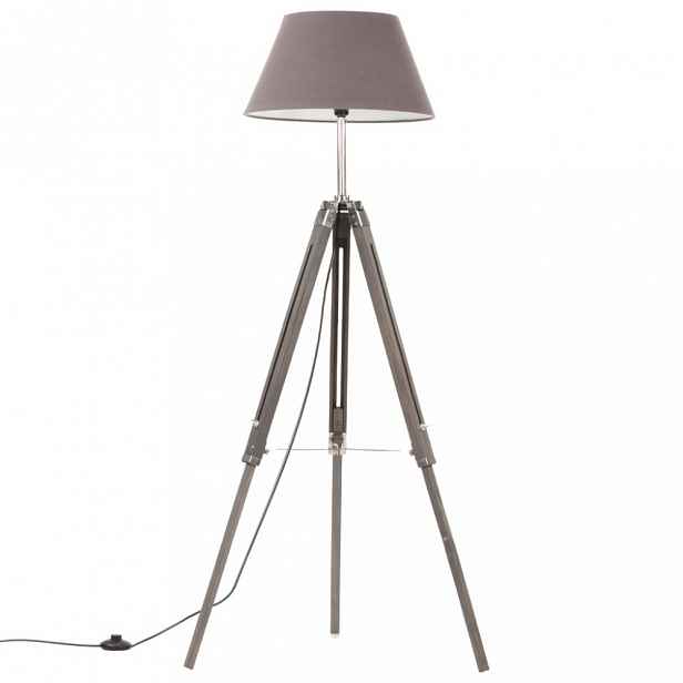 Stojací lampa kov / dřevo Dekorhome Šedá