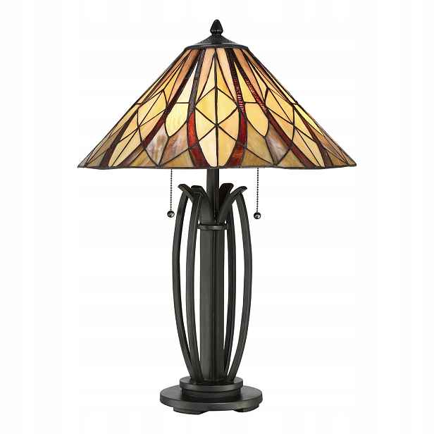 Stolní lampa Tiffany vitrážová 2xE27 60W hnědá Quoizel