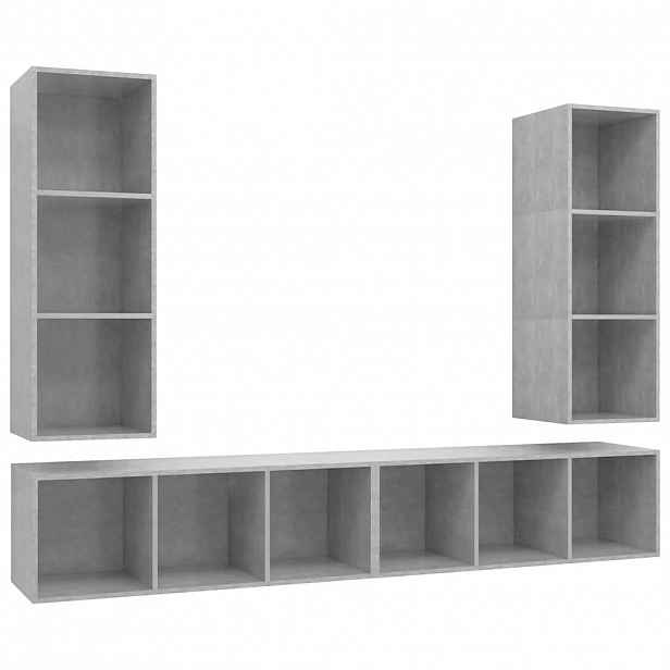 vidaXL Nástěnné TV skříňky 4 ks betonově šedé dřevotříska