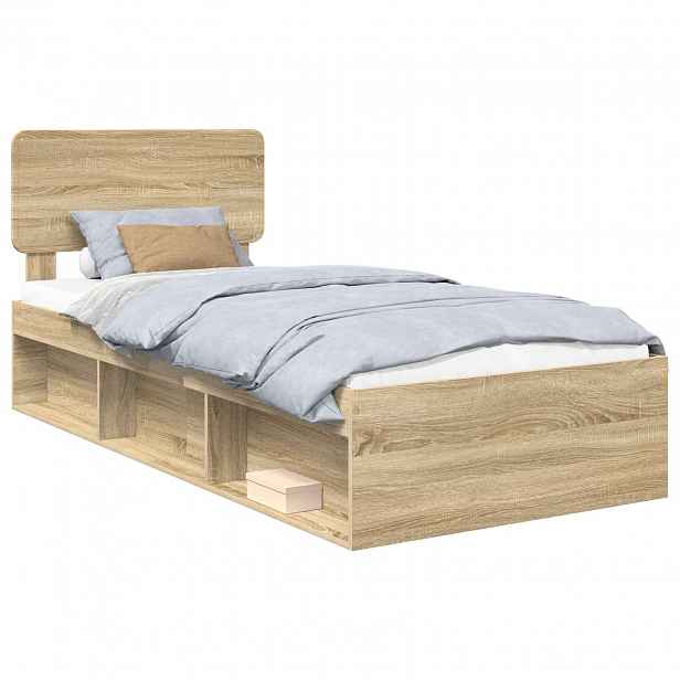 vidaXL Rám postele Dub sonoma 100 x 200 cm Masivní borové dřevo