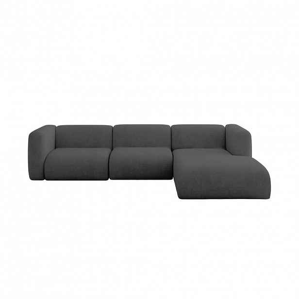ALTDECOR ROHOVÁ SEDAČKA S PRAVOU OTOMANOU MIRA-L2 318x179x89 Tmavě šedá Velur