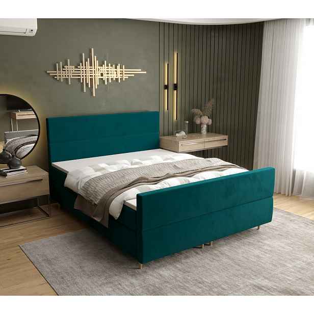 Boxspringová postel ANGELES PLUS - 200x200, zelená
