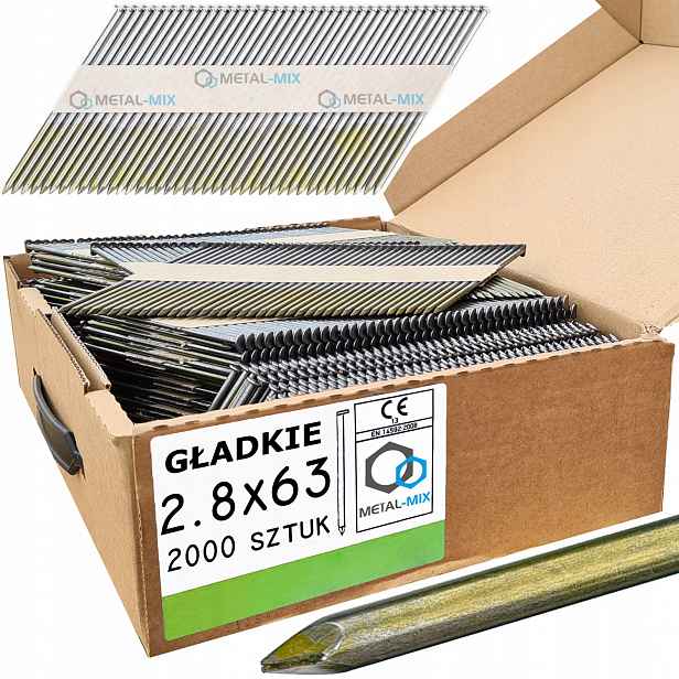 Hladké Hřebíky Na Papíře 34° Pro Hřebíkovačku 2,8x63 2000ks