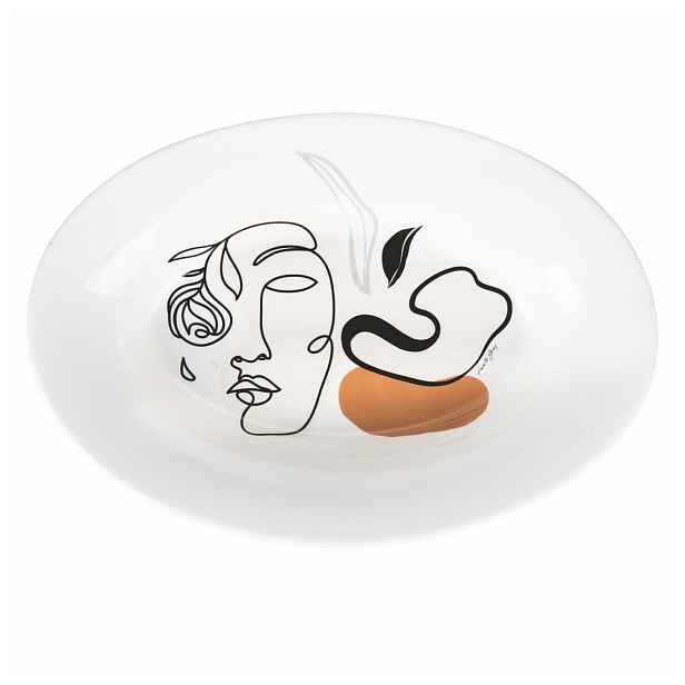 Keramický servírovací talíř VDE Tivoli 1996 Face to Grey, 48 x 33 cm