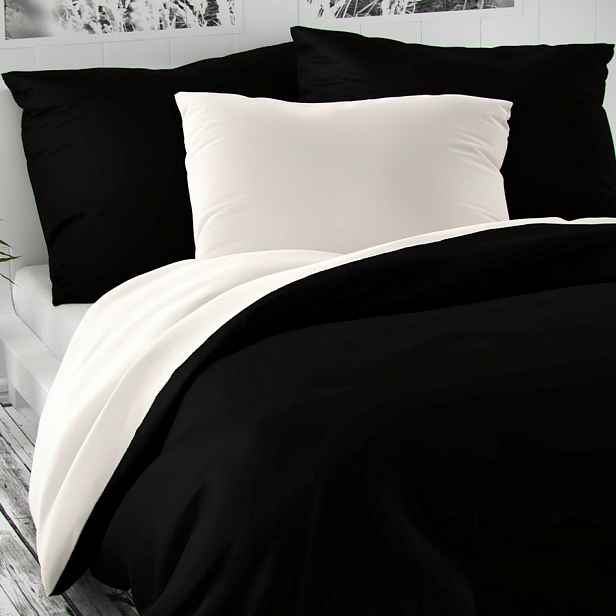 Kvalitex Saténové povlečení Luxury Collection černá / bílá, 240 x 200 cm, 2 ks 70 x 90 cm