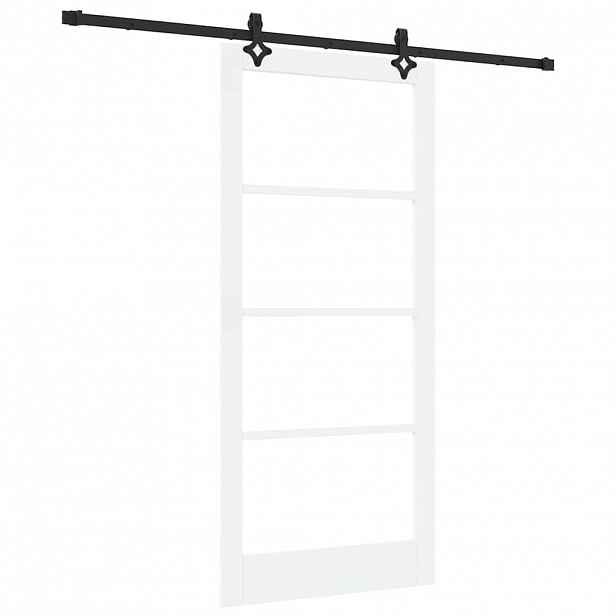 vidaXL Posuvné dveře Bílá 93 x 202 cm Masivní borové dřevo a sklo