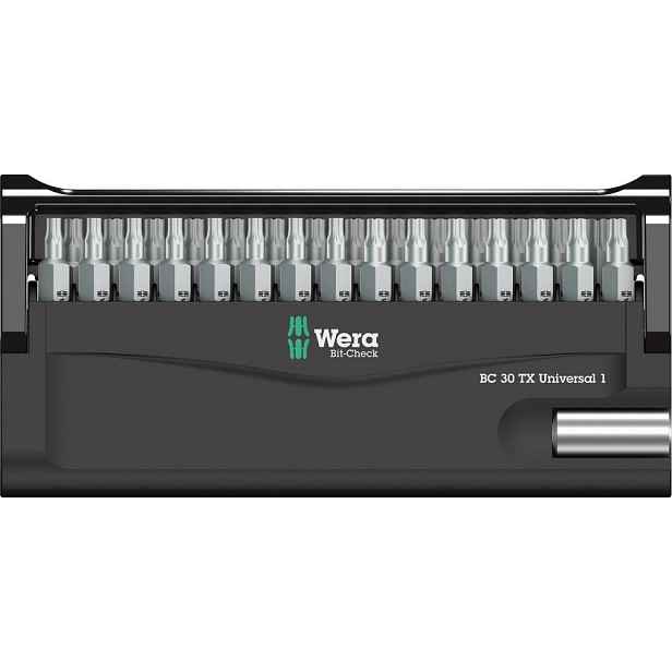 Sada bitů Torx s univerzálním držákem Bit-Check 30 Tx Universal 1 Wera