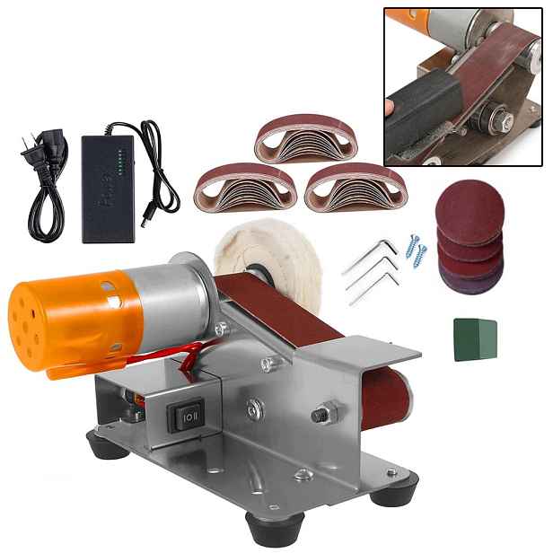 Mini Elektrická Pásová Bruska Na Dřevo A Kov Se 7 Regulací Rychlosti