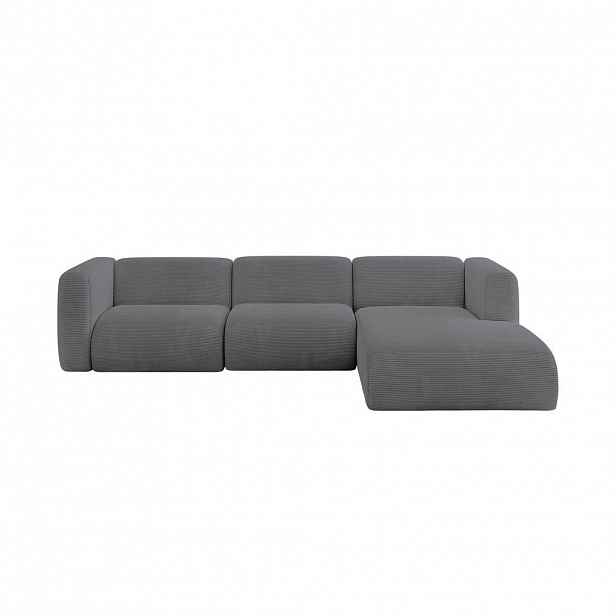 ALTDECOR ROHOVÁ SEDAČKA S PRAVOU OTOMANOU MIRA-L2 318x179x89 Tmavě šedá Manšestr