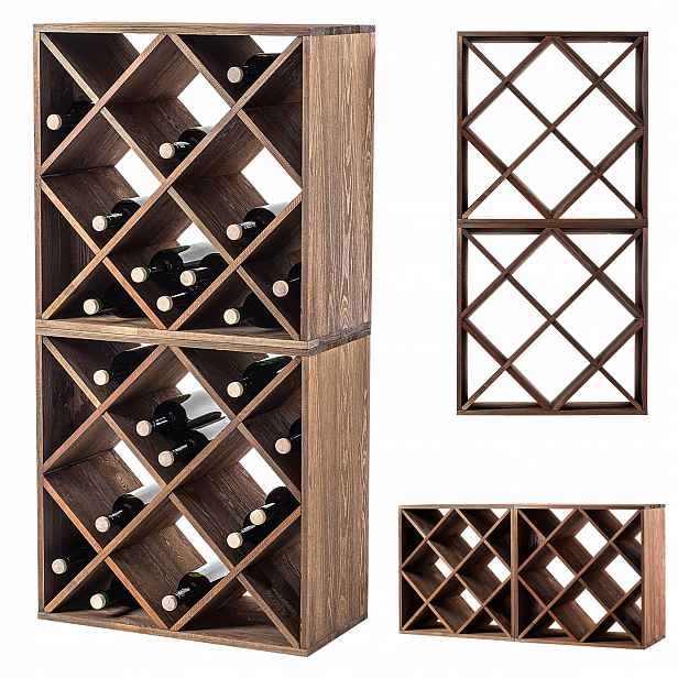 Stojan Na Víno Dřevěný 48 Lahví Alkohol Skříňka 104 cm Set 2 ks