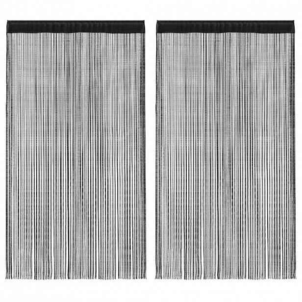 vidaXL Provázkové záclony, 2 ks, 100x250 cm, černá