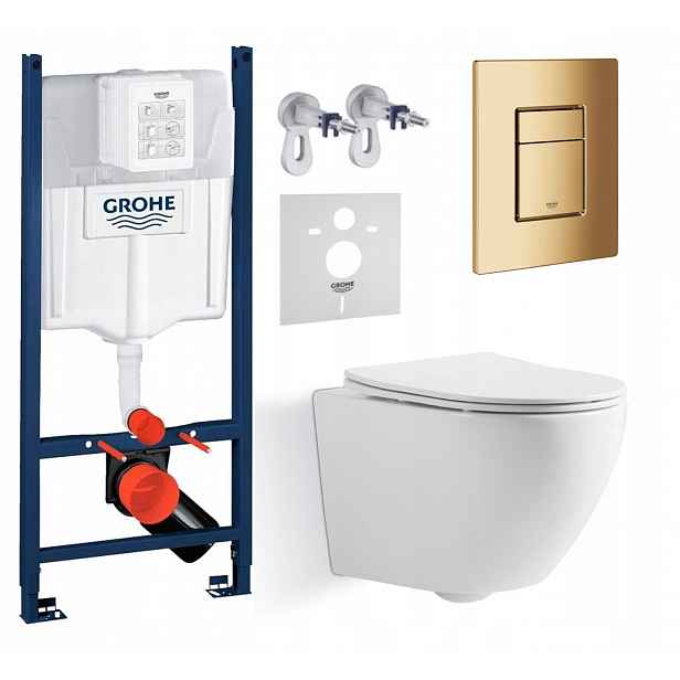 Wc sada Grohe Rapid s mísou Blatna Tornado a zlatým tlačítkem