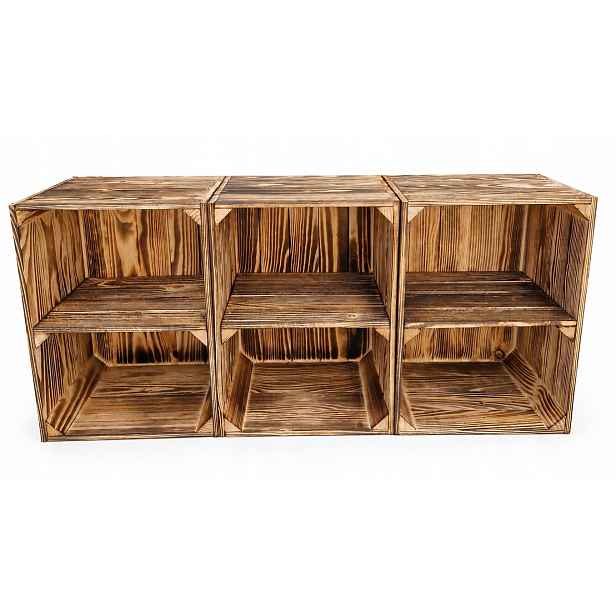 3x Dřevěné Opalovací Boxy S Poličkou, 39x29x24 CM, Loftové Skladování