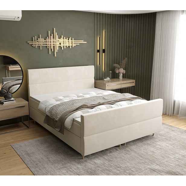 Boxspringová postel ANGELES PLUS - 200x200, béžová