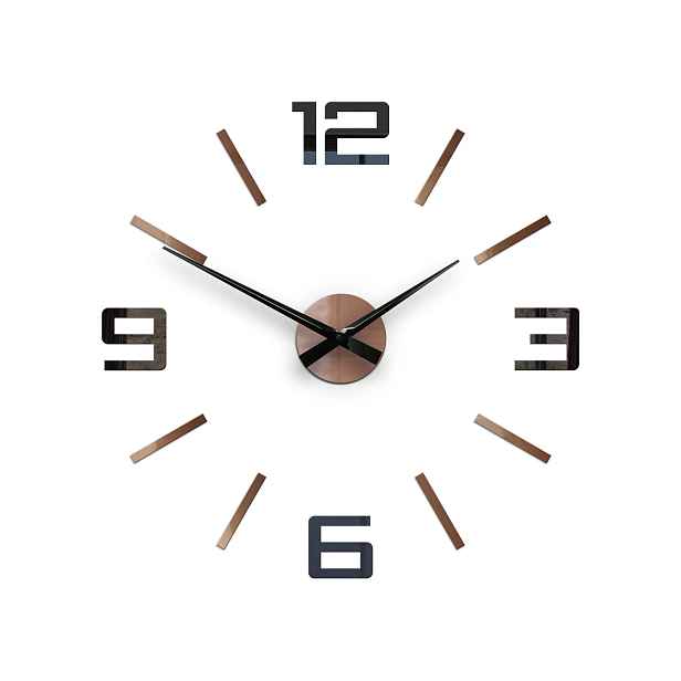 ModernClock 3D nalepovací hodiny Reden černo-měděné