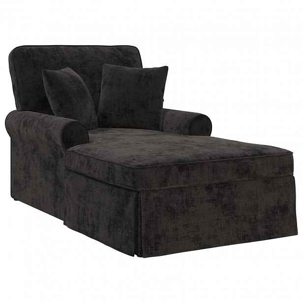 vidaXL Lounge chaise s volánem s polštářem Černá 157 x 91 x 91 cm ARES
