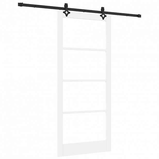 vidaXL Posuvné dveře Bílá 93 x 211 cm Masivní borové dřevo a sklo