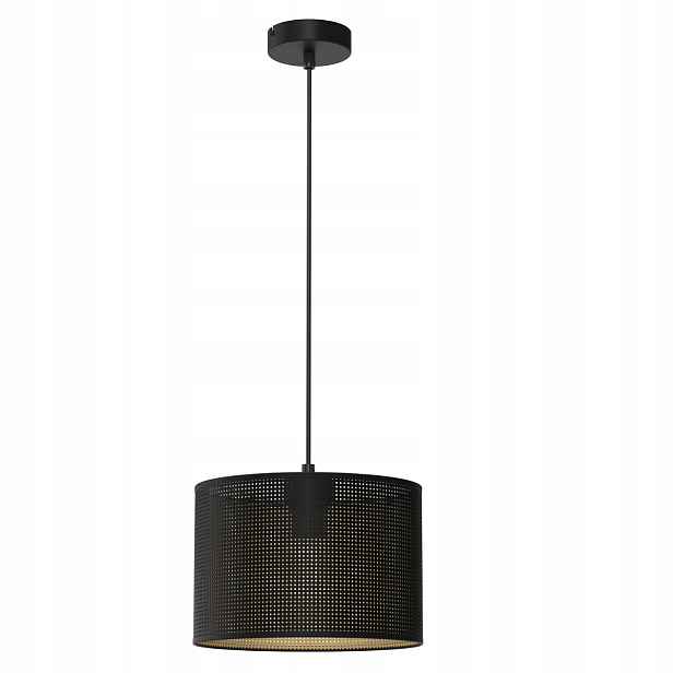 Závěsná lampa černá zlatá kulatá Ø 25 cm síťka do obývacího pokoje Luminex