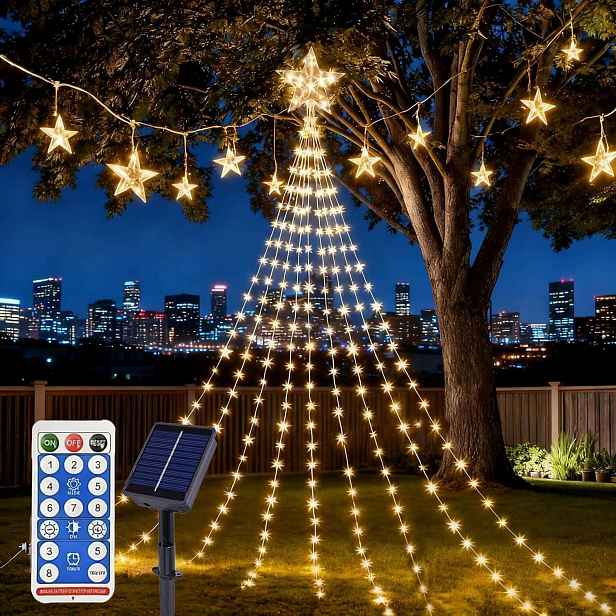 Solární Led lampy vodopád hvězd, voděodolné, teplá bílá, 2 m