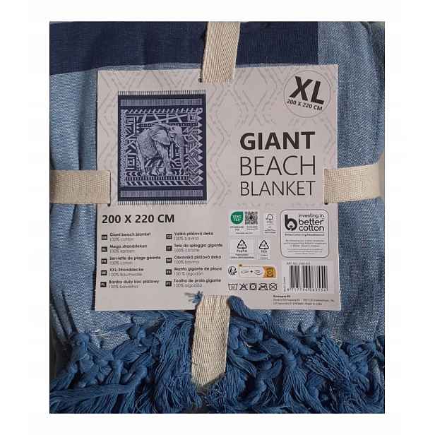 Bavlněná Deka Přehoz Na Plážový Ručník na dovolenou a piknik XL Slon 200x220