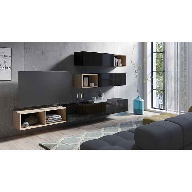 Moderní bytový nábytek Celeste 25 černý lesk, dub