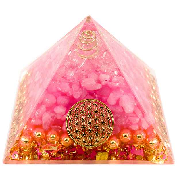 Pyramida Orgonit Pyramida Růžový Křišťál Feng Shui Uzemnění 6,5*5 cm